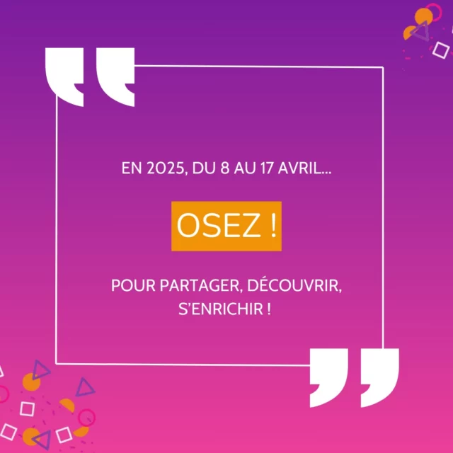 OSEZ ! 😆

En 2025, le maître-mot de la 8è édition de la CIW sera : OSEZ ! 

➡ Ce thème est une invitation à la créativité pour proposer des événements toujours plus innovants ! 
➡ Pour oser partager, découvrir et s’enrichir au contact de l’écosystème local 

Que ce soit dans l’entrepreneuriat, l’innovation ou encore dans la science, l’audace sera célébrée sous toutes ses formes ! 🤩

Formats d’événements, thèmes, partenariats, la CIW offre de nombreuses manières d’oser ! 

L’appel à manifestation d’intérêt arrive très prochainement, restez connectés ! 

A très vite 👋

#CIW2025 #CIW25 #CIW #event #science #innovation #clermontferrand #clermont #puydedome #sciencelover #territoire #monclermont #monAuvergne #audace #clermontauvergnemetropole #Clermontmetropole #oser #osez #creativite